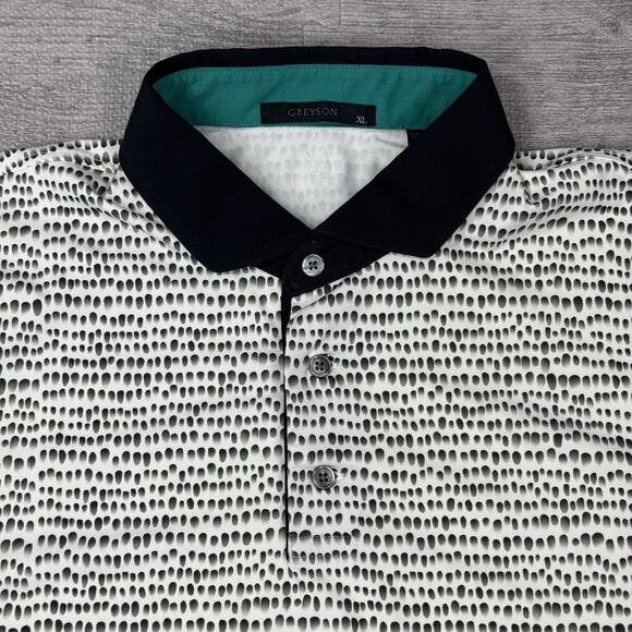 Greyson Shirt Men XL Navy Blue Golf Polo AOP Performance Scottsdale National EUC - Picture 12 of 12